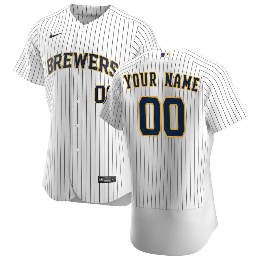 Mens Milwaukee Brewers Nike White Alternate Authentic Custom Patch MLB Jerseys